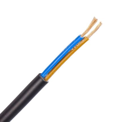 VMVS kabel (H03VV-F) 2X0,5 mm2 zwart (Eca) (Ring 100 mtr)