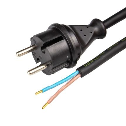 Aansluitsnoer H07RN-F (Neopreen) 2X1,5 mm2 zwart 3 mtr v.v recht aangegoten contourstekker (Zak 3 mtr)