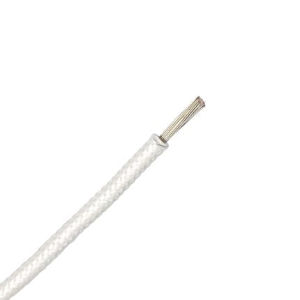 SiF/GL siliconensnoer + glaszijde omvlechting vertind 1,0 mm2 wit (Ring 100 mtr)