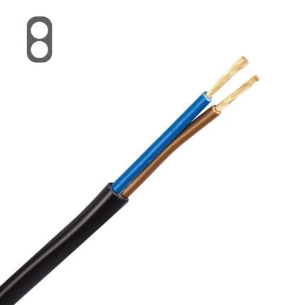 H03VVH2-F kabel 2X0,75 mm2 zwart (Eca) (Haspel 500 mtr)