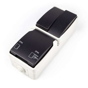 Wandcontactdoos combi met schakelaar verticaal serie 2P IP44 (1 stuk)