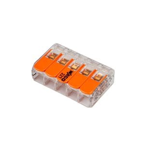 WAGO lasklem serie 221 met oranje clips 5P (Doosje 25 stuks)