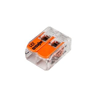 WAGO lasklem serie 221 met oranje clips 2P (Doosje 50 stuks)