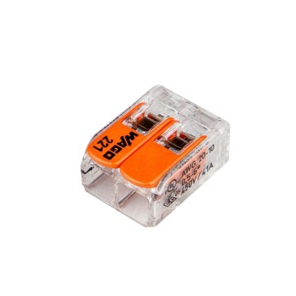 WAGO lasklem serie 221 met oranje clips 2P (Doosje 50 stuks)