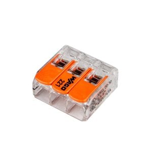 WAGO lasklem serie 221 met oranje clips 3P (Doosje 30 stuks)