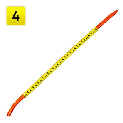 Kabelmarkering geel opdruk "4" (Zakje 300 stuks)